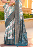 Teal Green Printed Soft Silk Saree