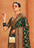 Forest Green Printed Georgette Silk Saree