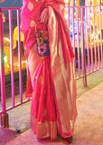 Virtual Pink Banarasi Woven Soft Silk Saree