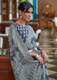 Classic Grey Woven Lucknowi Cotton Silk Saree
