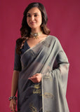 Steel Grey Woven Cotton Silk Saree