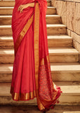 Cherry Red Woven Banarasi Patola Silk Saree