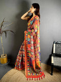 Celebrity Elegance Printed Linen Saree
