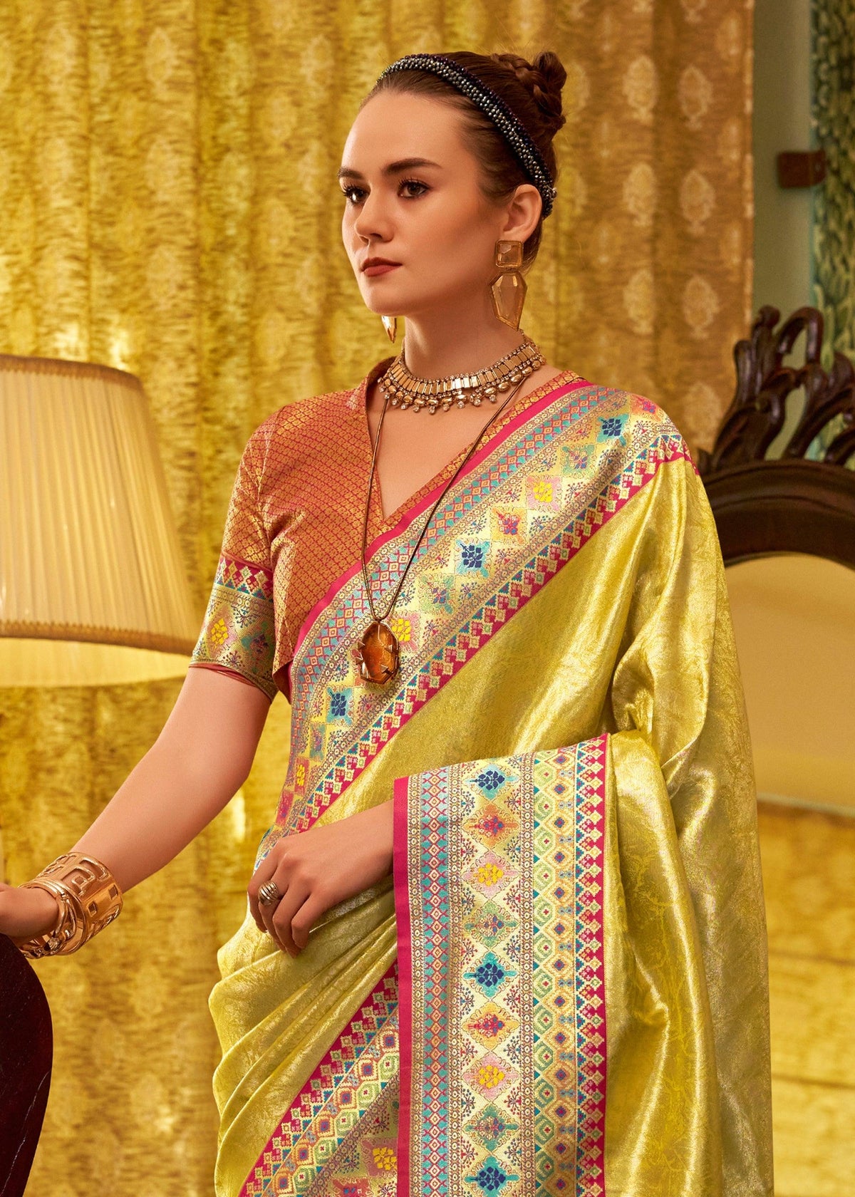 Classy Golden Yellow Kanjivaram Saree