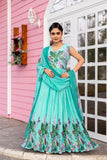 Stunning Printed Chinon Gown With Dupatta Set - women's fashion mart