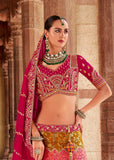 Raspberry Pink Banarasi Silk Embroidered Designer Lehenga