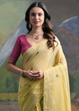 Butter Yellow Woven Cotton Silk Saree