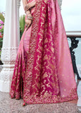 Barbie Pink Heavy Embroidered Designer Silk Saree
