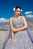 Light Blue Heavy Embroidered With Stone And Real Mirror Work Wedding Lehenga Set - women's fashion mart