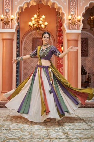 Multi Color Embroidery With Mirror Work Lehenga Choli For Navratri -WOMEN FASHION Default Title women's fashion mart