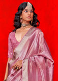 Orchid Pink Woven Banarasi Tissue Silk Saree