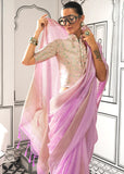 Antique Purple Chiffon Silk Saree With Contrast Blouse