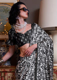 Phantom Black Patola Printed Satin Crepe Silk Saree