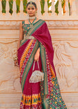 Wine Red Woven Patola Silk Saree