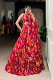 Floral Marble Print Lehenga Choli Set For Women