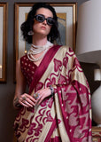 Beet Red Patola Printed Satin Crepe Silk Saree