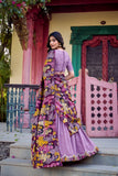 Stunning Sequins Tread Embroidery With Kalamkari Printed Lehenga Choli