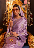 Delicate Purple Woven Banarasi Satin Silk Saree