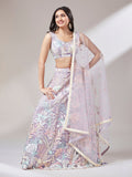 Net Multi-Sequins Work Semi-Stitched Lehenga  women's fashion mart