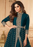 “Exclusive Offer” : Bottle Green Embroidered Anarkali