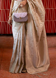 Antique Beige Woven Tussar Silk Saree
