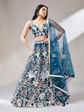 Net Multi-Sequins Work Semi-Stitched Lehenga  women's fashion mart