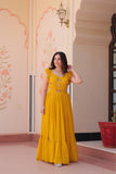 Stunning Sequins Multi Tread Beads Embroidered Work Women Gown