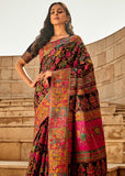 Black Multicolor Woven Kashmiri Jamewar Saree