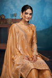 Gold Fendi Thread Embroidered With Sequins Work Sharara Set Of 3 - women's fashion mart