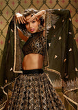 “Exclusive Offer” : Golden Black Designer Sequins Embroidered Lehenga
