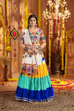 Beautiful Viscose Cotton Traditional Tread Embroidered With Mirror Work Navratri Lehenga Choli