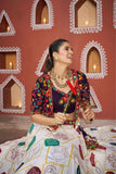 Fancy Designer White And Purple Embroidered Navratri Lehenga Choli -WOMEN FASHION Default Title women's fashion mart