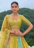 Bright Lime Green Heavy Embroidered Designer Lehenga Set