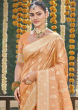 Pale Peach Woven Banarasi Satin Silk Saree