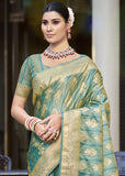 Neptune Green Woven Banarasi Silk Saree