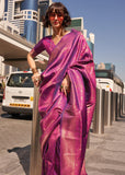 Dahlia Purple Woven Banarasi Brocade Silk Saree