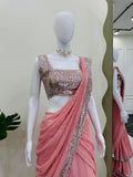 Pattern Wedding & Party Wear Light Pink Color Lehenga Saree
