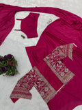 Mesmerizing Pink Color Chinon Silk Ready to Wear Saree