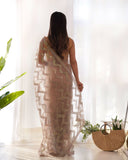 Tortilla brown colour sequence embroidery work net saree -Net Saree Brown women's fashion mart