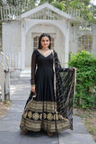 Elegance Style Multi Sequins Embroidered Work Women Gown -WOMEN FASHION Black / M women's fashion mart