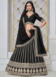 Classic Black Art Silk Sequined Embroidered Lehenga Choli - women's fashion mart