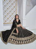 Classic Black Art Silk Sequined Embroidered Lehenga Choli - women's fashion mart