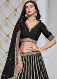 Classic Black Art Silk Sequined Embroidered Lehenga Choli - women's fashion mart