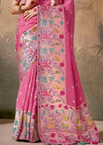 Blush Pink Woven Soft Silk Saree With Brocade Blouse
