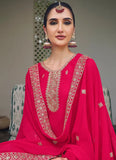 Mesmerizing Pink Embroidered Georgette Palazzo Suit - women's fashion mart