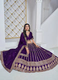 Pleasing Purple Art Silk Sequined Embroidered Lehenga Choli - women's fashion mart