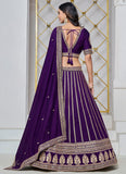 Pleasing Purple Art Silk Sequined Embroidered Lehenga Choli - women's fashion mart