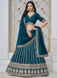 Exquisite Teal Art Silk Sequined Embroidered Lehenga Choli - women's fashion mart