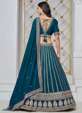Exquisite Teal Art Silk Sequined Embroidered Lehenga Choli - women's fashion mart