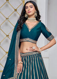 Exquisite Teal Art Silk Sequined Embroidered Lehenga Choli - women's fashion mart